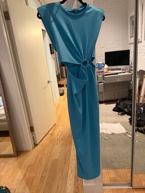 Sleeveless Teal Maxi Dress with Ring Waist Detail